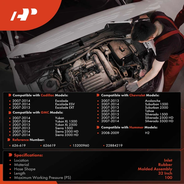 Inlet HVAC Heater Hose Assembly for Chevy Silverado 1500 GMC Sierra 1500 Cadillac