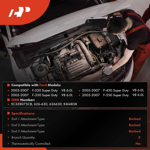 HVAC Heater Hose Assembly for Ford F-250 F-350 F-450 F-550 Super Duty 2005-2007