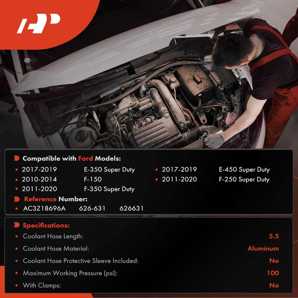 Inlet HVAC Heater Hose Assembly for Ford F-150 F-250 F-350 E-350 Super Duty