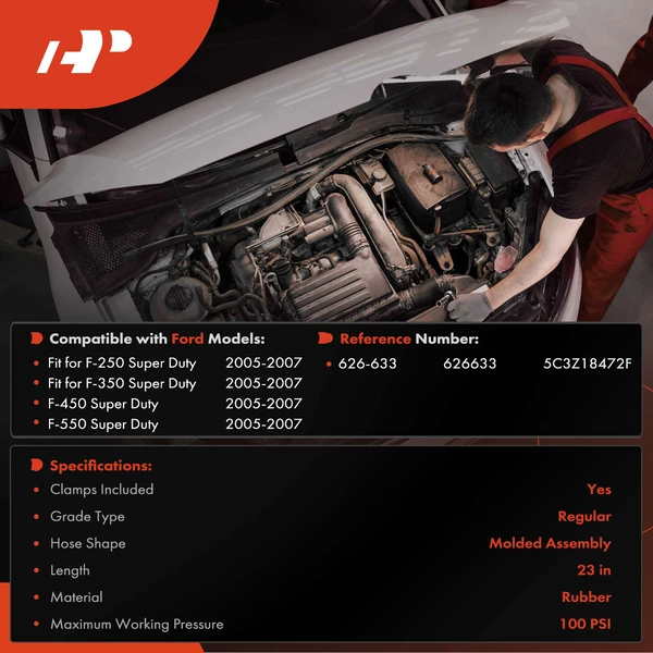 2 Pcs HVAC Heater Hose Assembly for Ford F-250 F-350 F-450 F-550 Super Duty 2005-2007