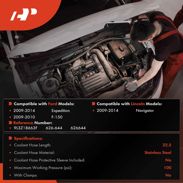 Outlet HVAC Heater Hose Assembly for Ford F-150 Expedition Lincoln Navigator