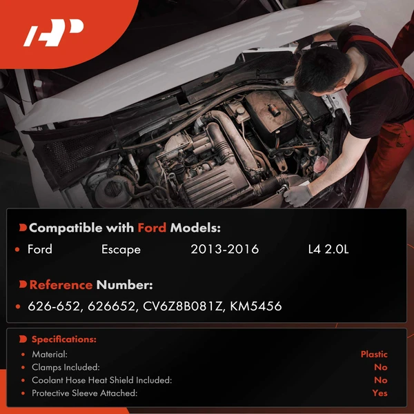 Upper HVAC Heater Hose Assy for Ford Escape 2013-2016 L4 2.0L Plastic