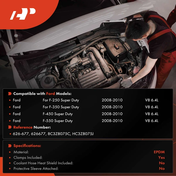 Outlet HVAC Heater Hose Assy for Ford F-250 Super Duty F-350 Super Duty V8 6.4L