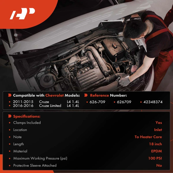 Inlet HVAC Heater Hose Assembly for Chevrolet Cruze 2011-2015 Cruze Limited 2016