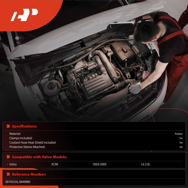 Outlet HVAC Heater Hose with Clamps for Volvo XC90 2003-2005 2.9L