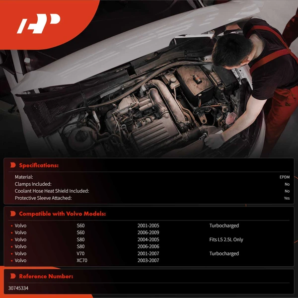 Inlet Engine to Heater HVAC Heater Hose for Volvo S60 2001-2009 S80 2004-2006 XC70