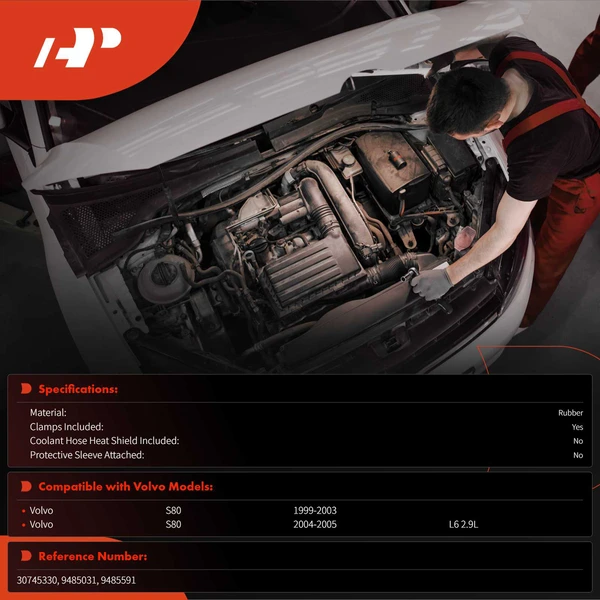 Inlet Engine to Heater HVAC Heater Hose for Volvo S80 1999-2005 L6 2.8L L6 2.9L