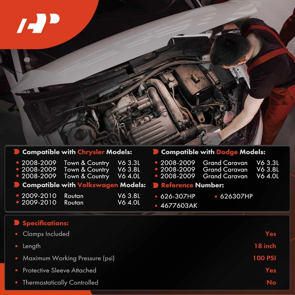 2 Pcs HVAC Heater Hose Assembly for Chrysler Town & Country Dodge Grand Caravan VW