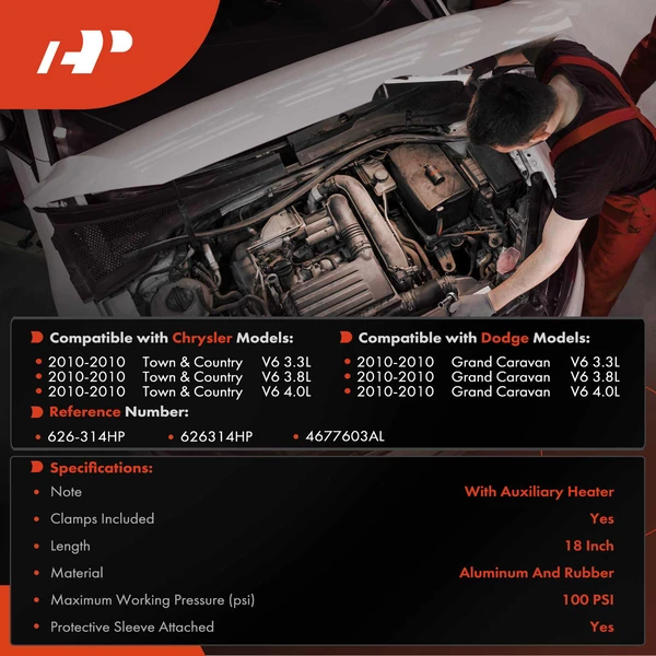 2 Pcs HVAC Heater Hose & Tube Assembly for Chrysler Town & Country Dodge Grand Caravan