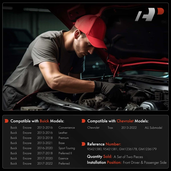 2 Pcs Driver & Passenger Hood Hinge for Buick Encore Chevrolet Trax 2013-2022