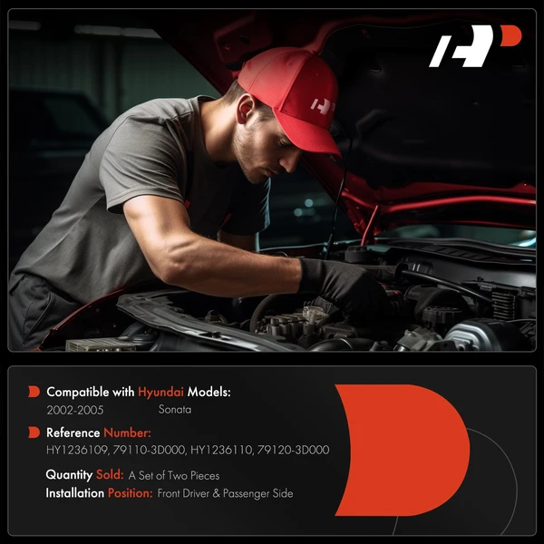 2 Pcs Driver & Passenger Hood Hinge for Hyundai Sonata 2002-2005