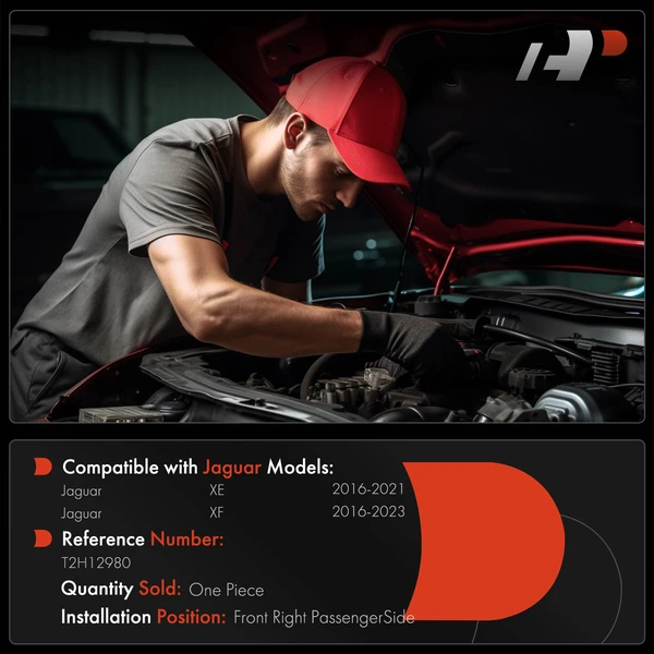 Passenger Hood Hinge for Jaguar XF 2016-2023 XE 2016-2021 4-Door