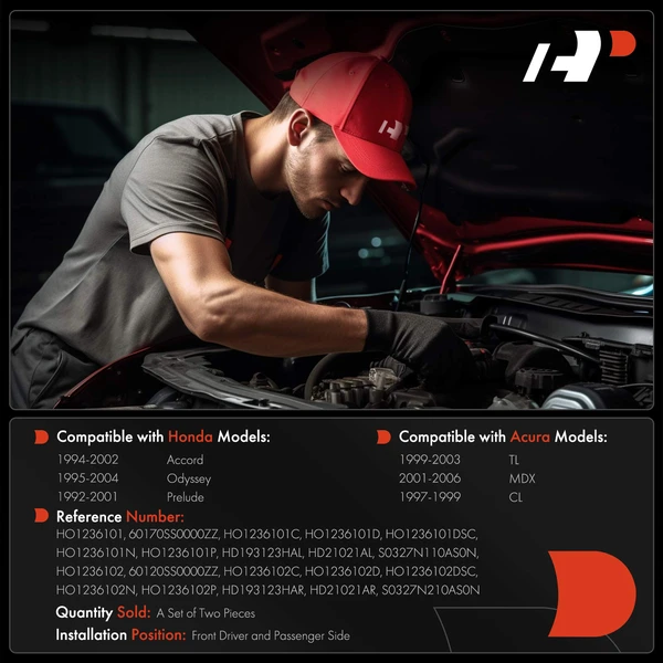 2 Pcs Driver & Passenger Hood Hinge for Honda Accord Odyssey Prelude Acura MDX CL