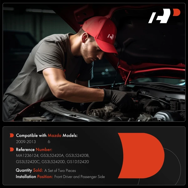 2 Pcs Driver & Passenger Hood Hinge for Mazda 6 2009-2013 2.5L 3.7L