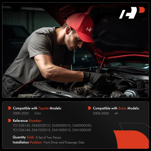 2 Pcs Driver & Passenger Hood Hinge for Toyota Echo 2000-2005 Scion xA 2004-2006