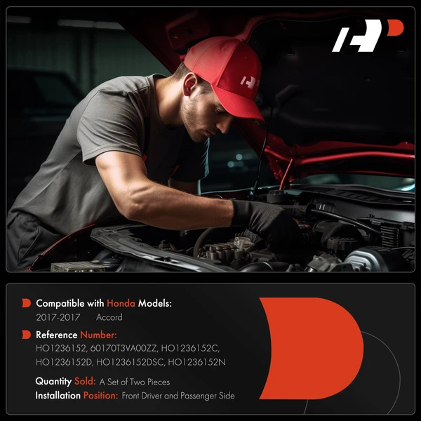 2 Pcs Driver & Passenger Hood Hinge for Honda Accord 2017 L4 2.0L