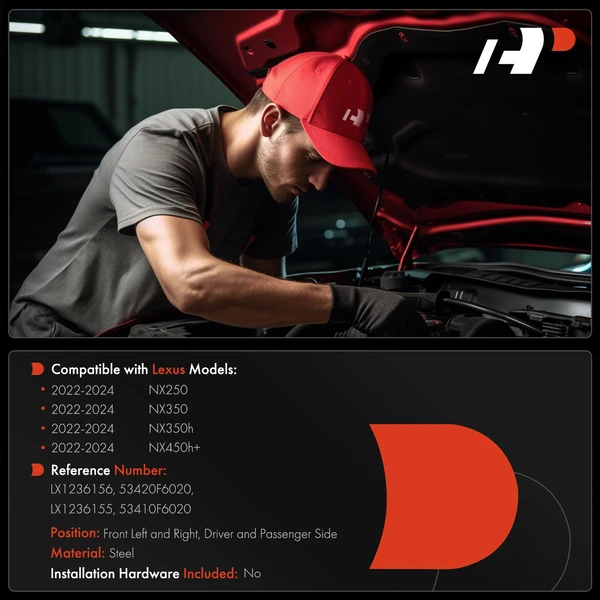 2 Pcs Driver & Passenger Hood Hinge for Lexus NX250 NX350 NX350h NX450h+ 2022-2024