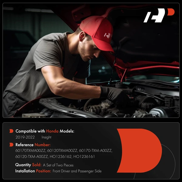 2 Pcs Driver & Passenger Hood Hinge for Honda Insight 2019-2022 Sedan