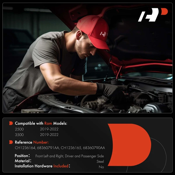 2 Pcs Driver & Passenger Hood Hinge for Ram 2500 3500 2019-2022