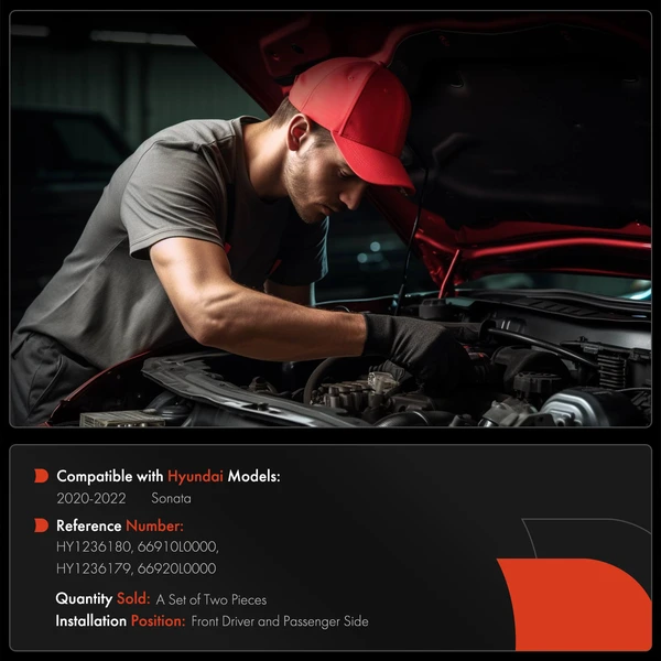 2 Pcs Driver & Passenger Hood Hinge for Hyundai Sonata 2020-2022 Sedan