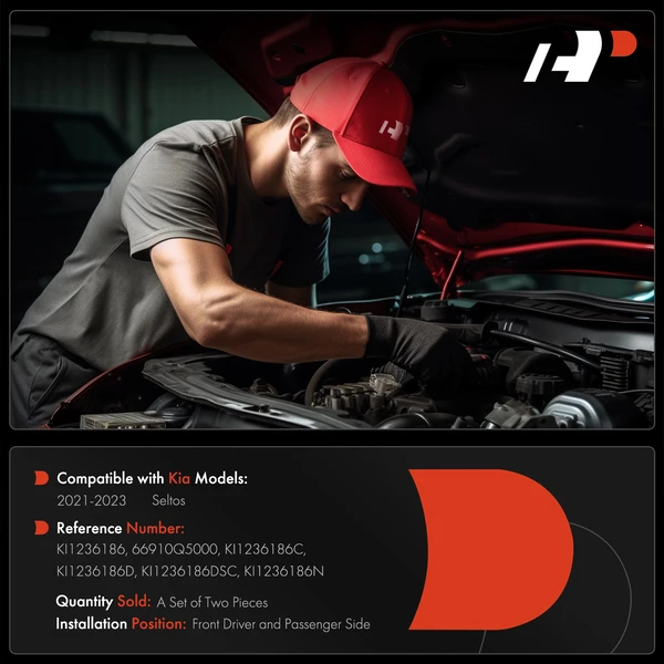 2 Pcs Driver & Passenger Hood Hinge for Kia Seltos 2021-2023 L4 1.6L 2.0L