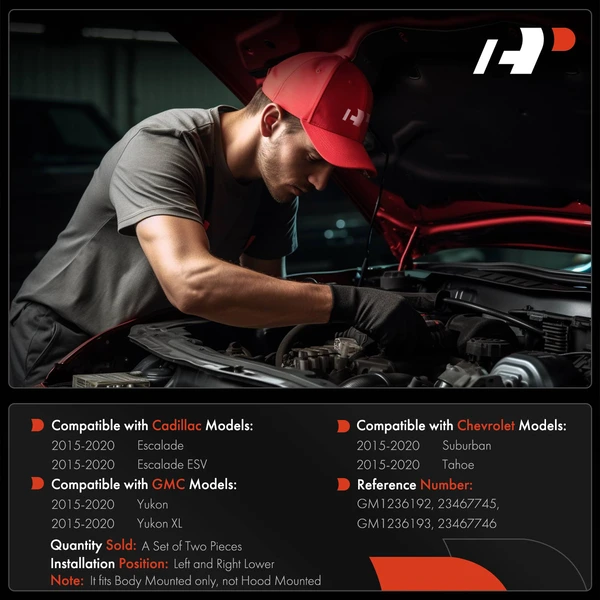 2 Pcs Driver & Passenger Lower Hood Hinge for Chevrolet Tahoe 2015-2020 Suburban Cadillac