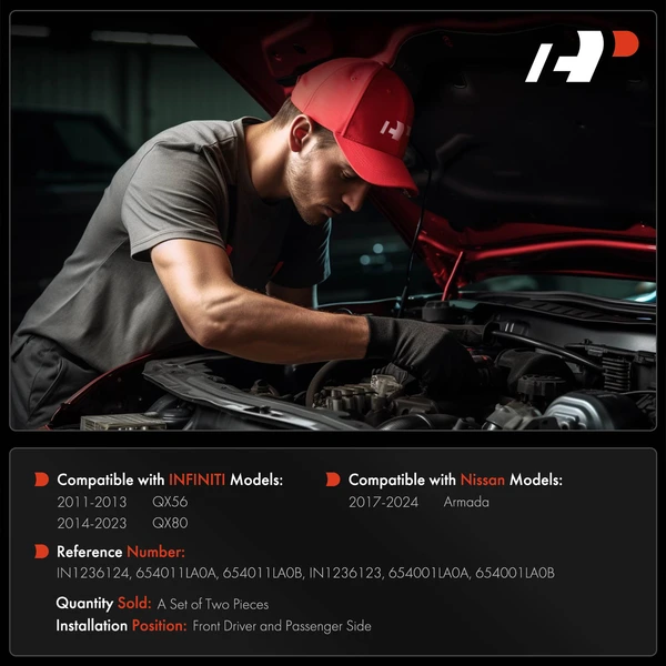 2 Pcs Driver & Passenger Hood Hinge for Nissan Armada 2017-2024 INFINITI QX56 QX80