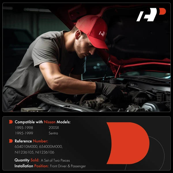 2 Pcs Driver & Passenger Hood Hinge for Nissan Sentra 1995-1999 200SX 1995-1998