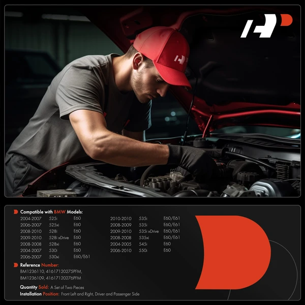 2 Pcs Driver & Passenger Hood Hinge for BMW 525i 528i 530i 535i 528i xDrive 525xi