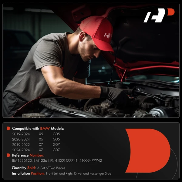 2 Pcs Hood Hinge for BMW X5 G05 2019-2024 X6 G06 2020-2024 X7 G07