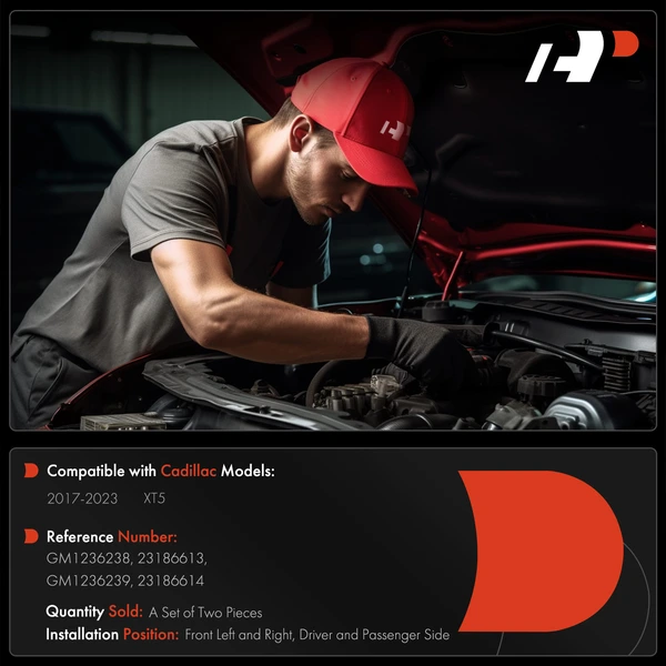 2 Pcs Driver & Passenger Hood Hinge for Cadillac XT5 2017-2023 4-Door