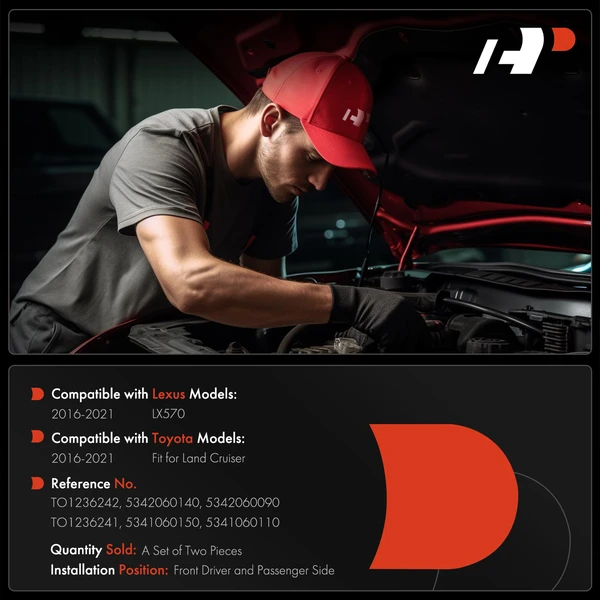 2 Pcs Driver & Passenger Hood Hinge for Toyota Land Cruiser Lexus LX570 2016-2021