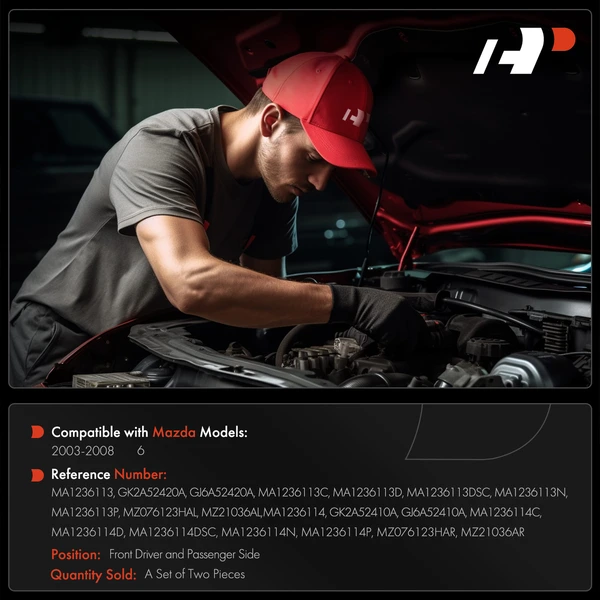 2 Pcs Driver & Passenger Hood Hinge for Mazda 6 2003-2008 2.3L 3.0L