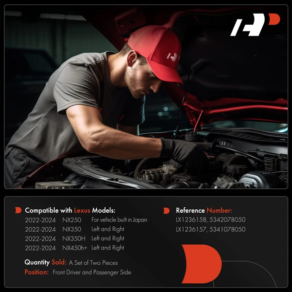 2 Pcs Driver & Passenger Hood Hinge for Lexus NX250 NX350 NX350H NX450h+ 22-24