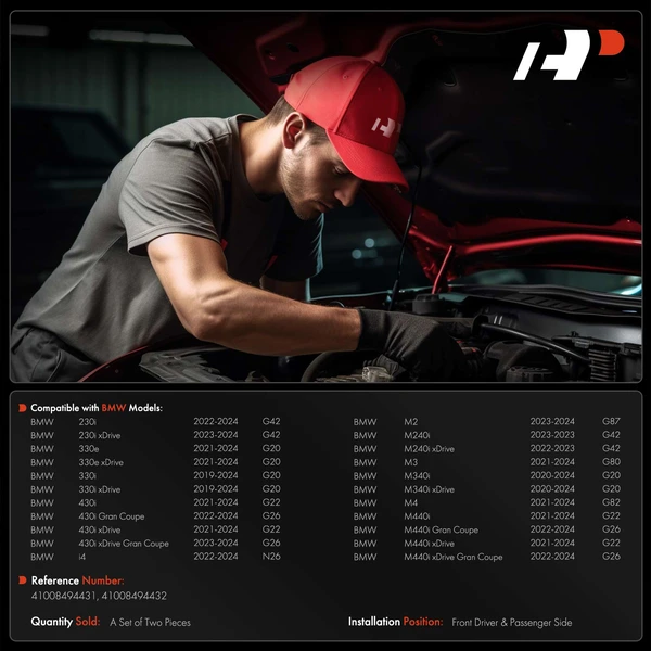 2 Pcs Front Driver & Passenger Hood Hinge for BMW G20 G26 G42 G80 G82 G87 N26 G22 2021-2024