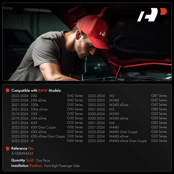 Front Passenger Hood Hinge for BMW G22 G26 G42 G80 G82 G87 N26 G20 2019-2024