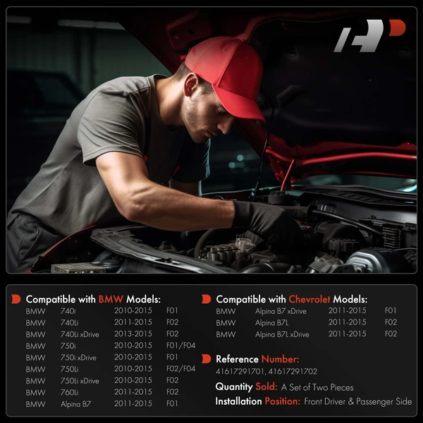 2 Pcs Driver & Passenger Hood Hinge for BMW F01 740i 750i xDrive F02 740Li 750Li