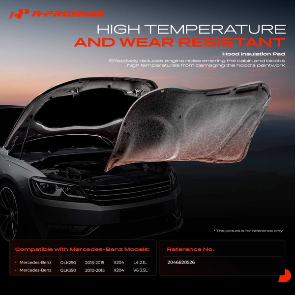 Engine Hood Insulation Pad for Mercedes-Benz X204 GLK250 GLK350 2010-2015 3.5L