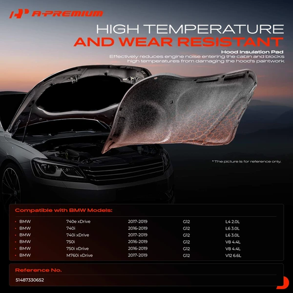 Front Center Engine Hood Insulation Pad Bonnet Cover for BMW G12 7 Series Sedan