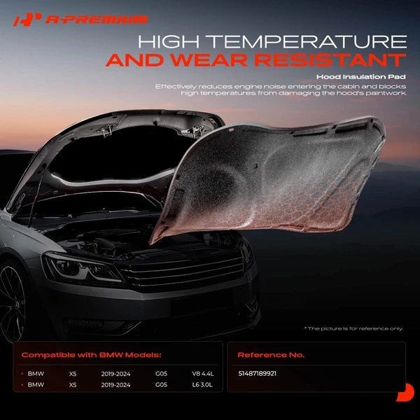Engine Hood Bonnet Insulation Pad for BMW G05 X5 2019-2024 4.4L 3.0L