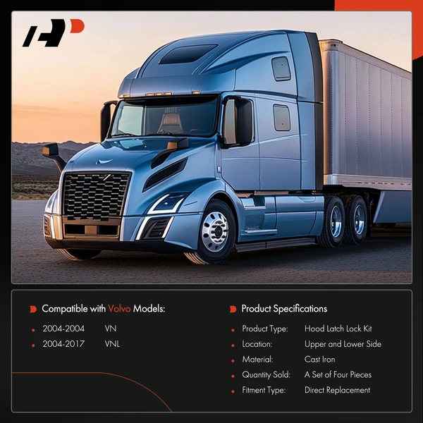 4 Pcs Upper & Lower Hood Release Latches Set for Volvo White VNL 2004-2017 VN