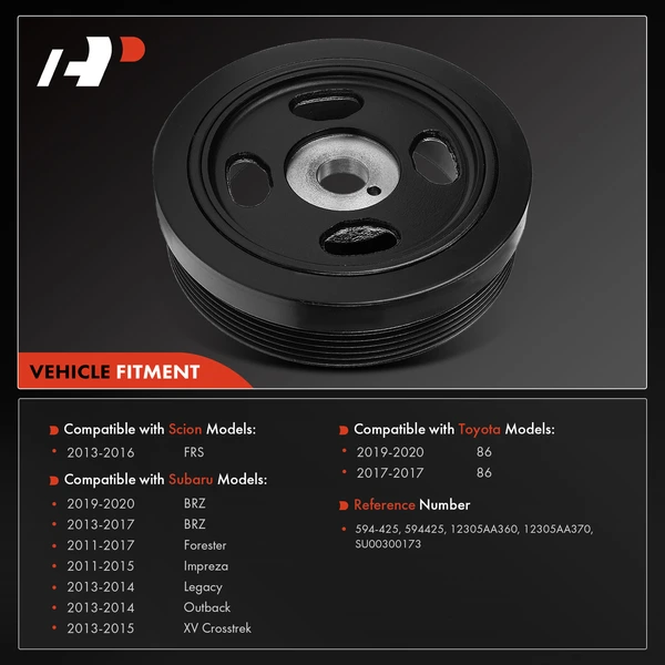 Engine Harmonic Balancer for Scion FR-S Subaru Forester 2011-2017 Impreza Legacy