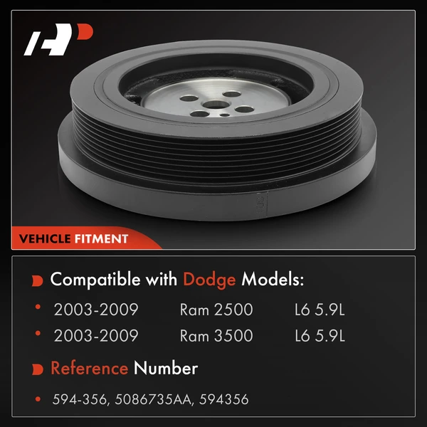 Engine Harmonic Balancer for Dodge Ram 2500 Ram 3500 2003-2009 5.9L DIESEL