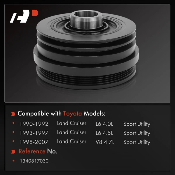 Engine Crankshaft Pulley for Toyota Land Cruiser 1990-2007 L6 4.0L 4.5L V8 4.7L
