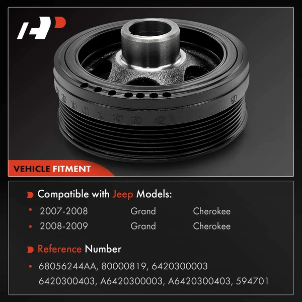 Engine Harmonic Balancer for Jeep Grand Cherokee 2007-2009 V6 3.0L Turbocharged