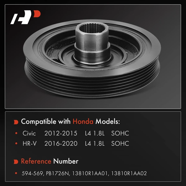 Engine Harmonic Balancer for Honda Civic 2012-2015 HR-V 2016-2020 L4 1.8L