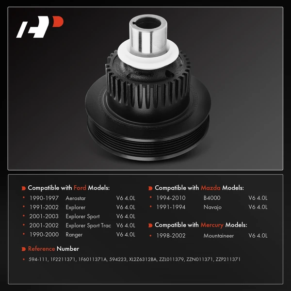 Engine Harmonic Balancer for Ford Aerostar Explorer Mazda B4000 Navajo Mercury