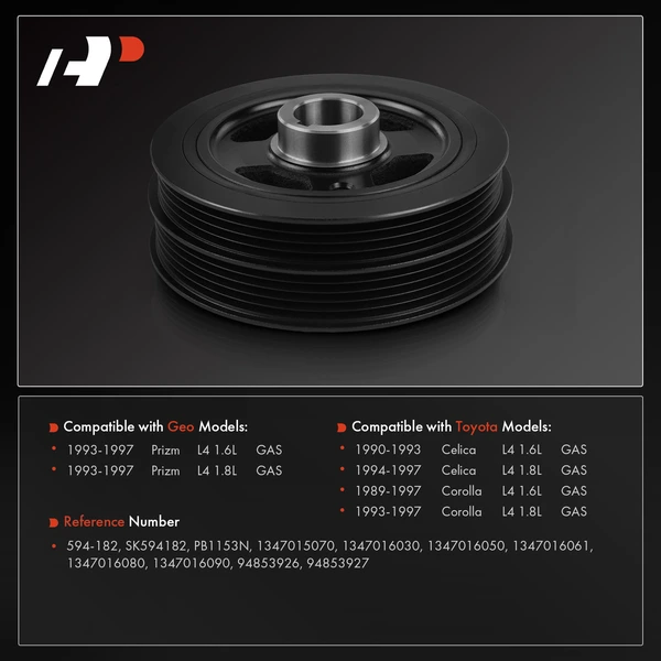 Engine Harmonic Balancer for Toyota Celica 90-97 Corolla 89-97 Geo Prizm 93-97