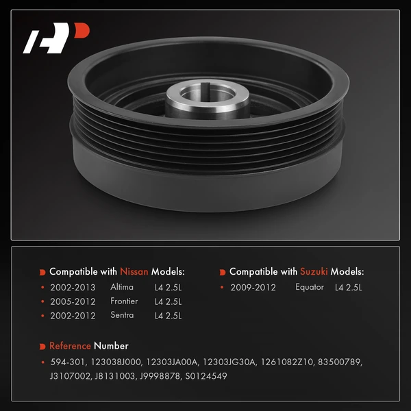 Engine Harmonic Balancer for Nissan Altima 2002-2013 Frontier Sentra Suzuki 2.5L