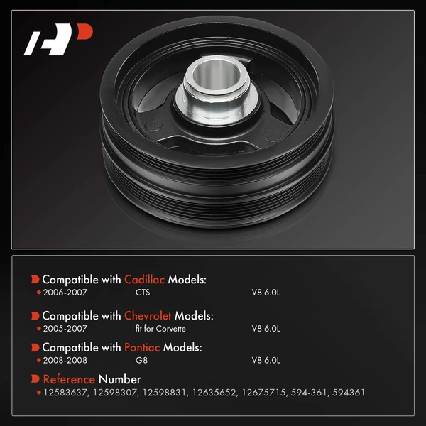 Engine Harmonic Balancer for Chevrolet Corvette Cadillac CTS Pontiac G8 V8 6.0L